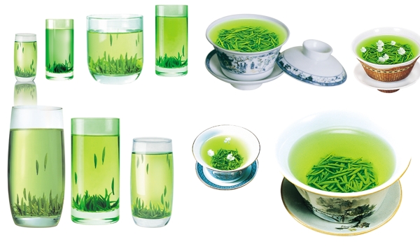 绿茶杯绿茶玻璃杯泡茶图片