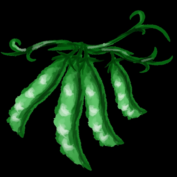 手绘油画风格蔬菜豌豆