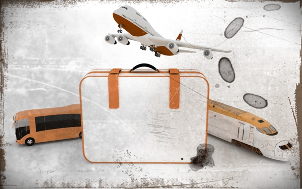 行李箱与飞机图片