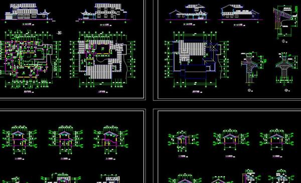 三套古建别墅建筑图