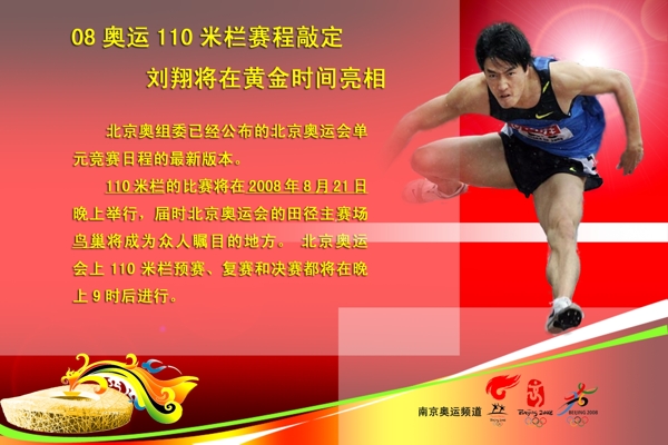 奥运赛程刘翔110米招贴图片