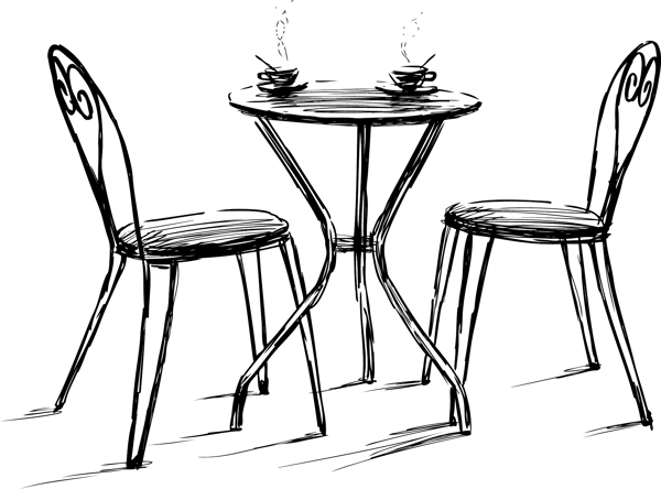 黑白手绘椅子插画