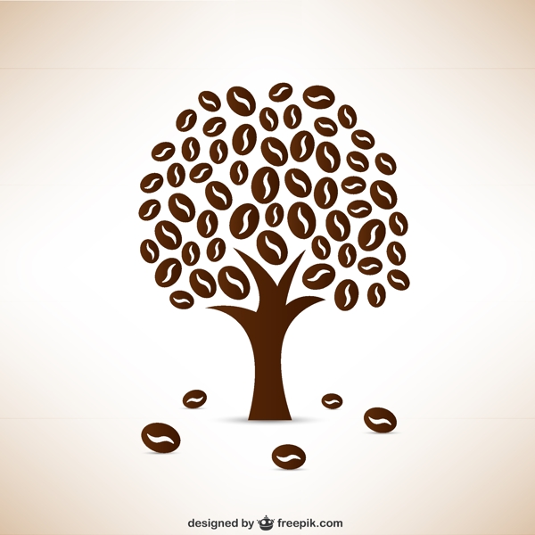 咖啡豆树木设计矢量素材图片