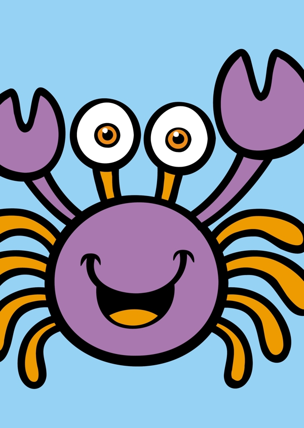 卡通螃蟹可爱紫色螃