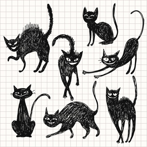 矢量素材猫的各种形态