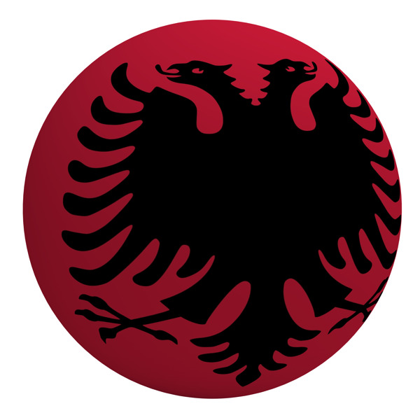 阿尔巴尼亚国旗上的球孤立在白色