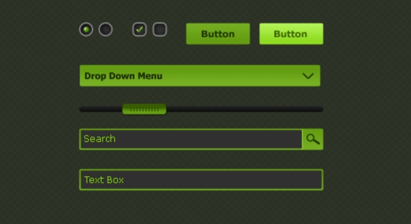 凉爽的绿色WebUI元素盒PSD