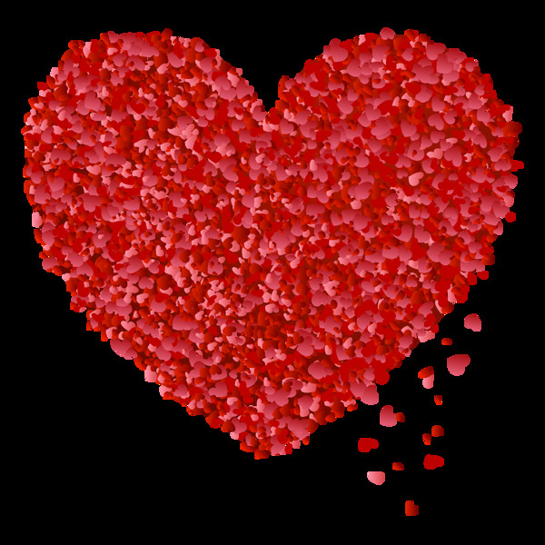 浪漫红色心形花瓣元素