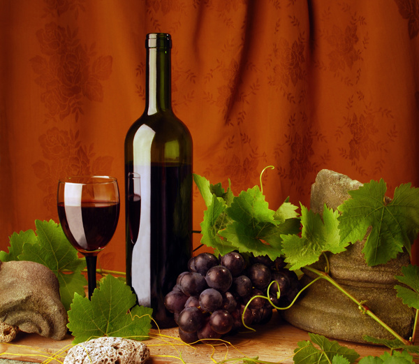 葡萄酒和紫葡萄