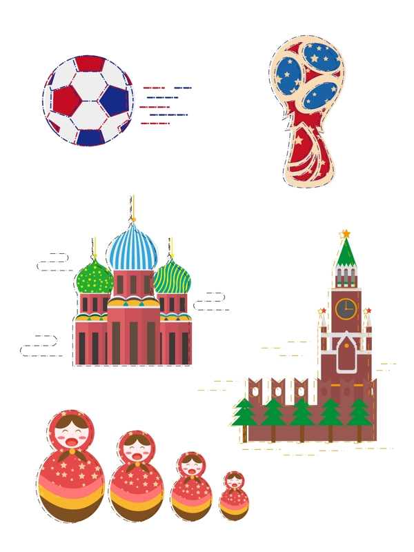 世界杯俄罗斯mbe风格插画原创设计元素