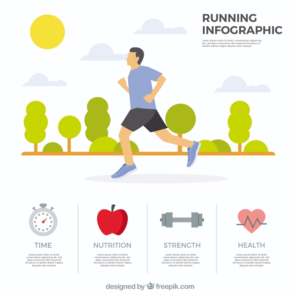 自然景色背景跑步者信息图形矢量素材