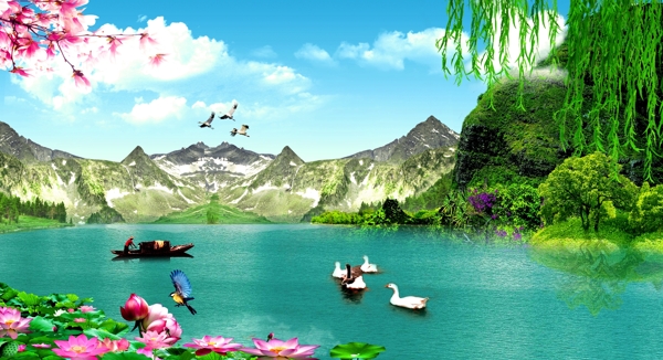 湖泊鸭子图片