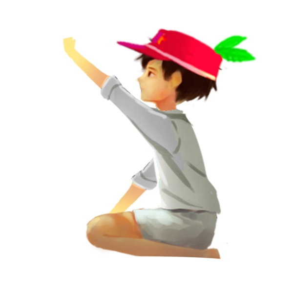 红色帽子可爱小男孩