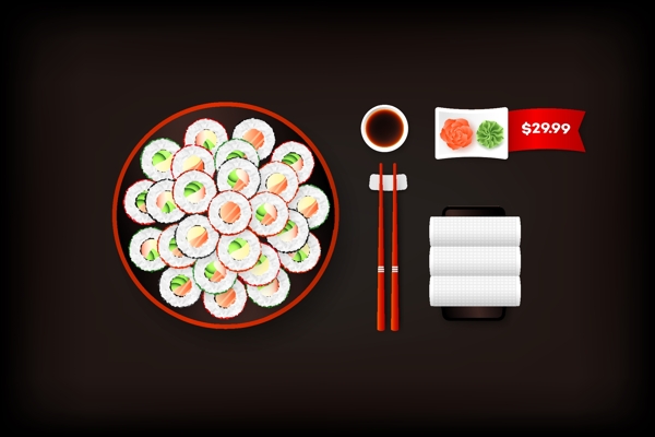 日式寿司菜单封面矢量素材