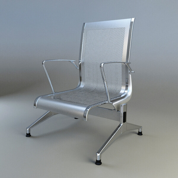 现代银色公共座椅3d模型