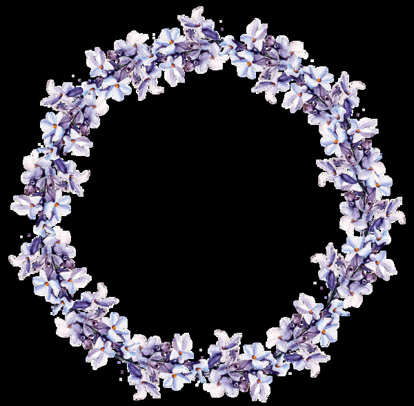 紫色植物花环卡通透明素材