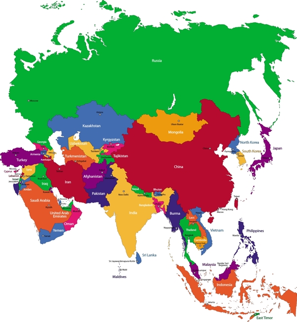东亚地区国家地图版块