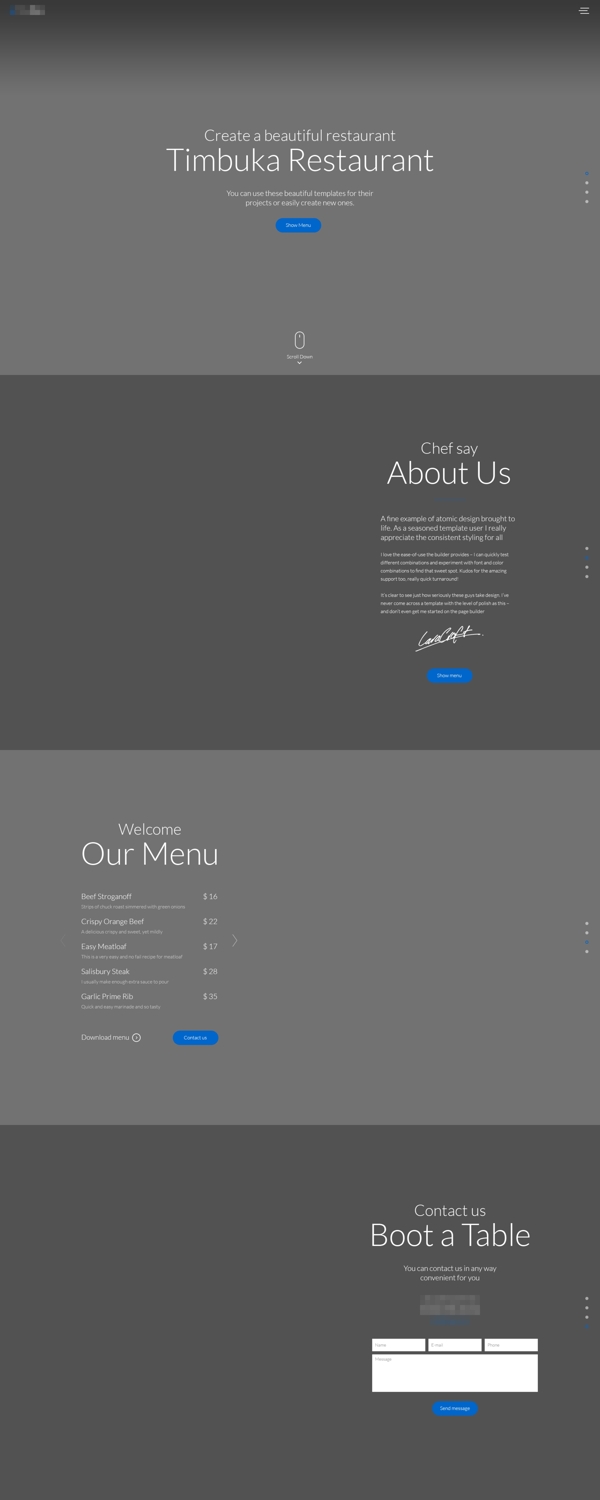 企业简洁的餐饮餐厅网站模板首页全屏展示