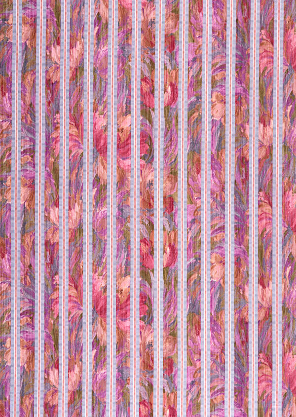 粉红花卉条纹底纹