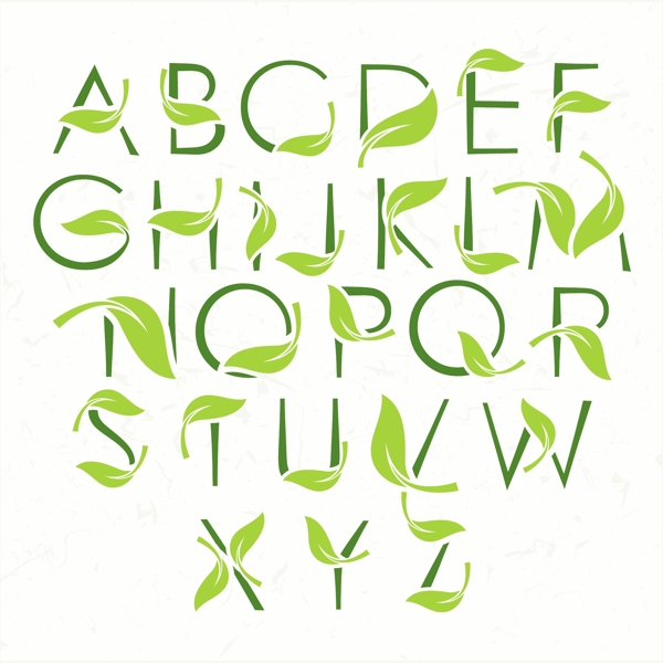矢量树叶环保字体设计