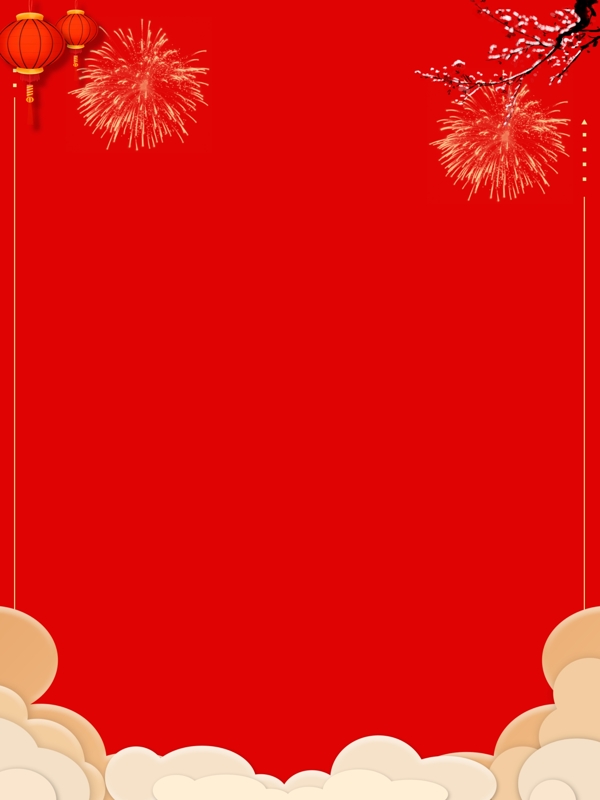 红色烟花灯笼2019新年背景设计