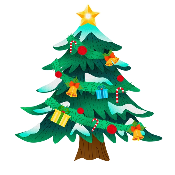 彩绘圣诞树元素卡通设计