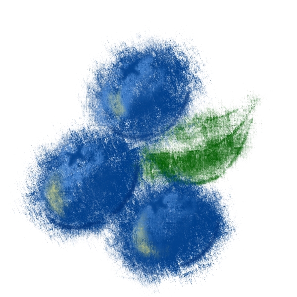 水彩风格蓝莓水果三个