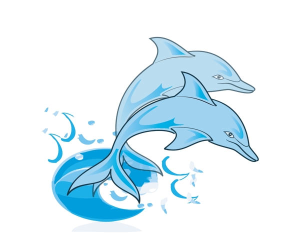 蓝色海豚矢量图形矢量
