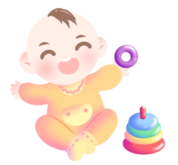 玩玩具的婴儿宝贝插画