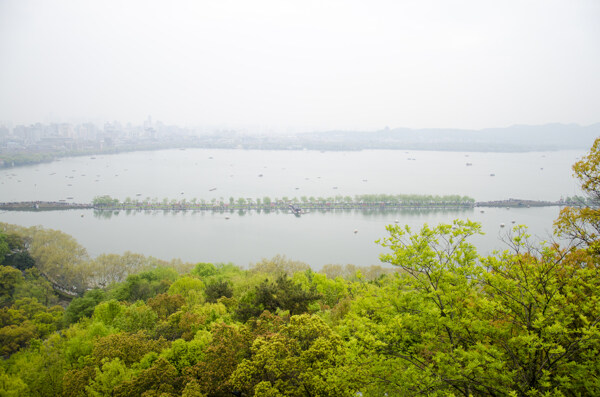 鸟瞰西湖风景图片