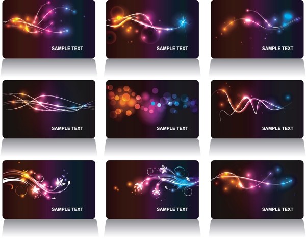动感光线梦幻花纹名片卡片图片