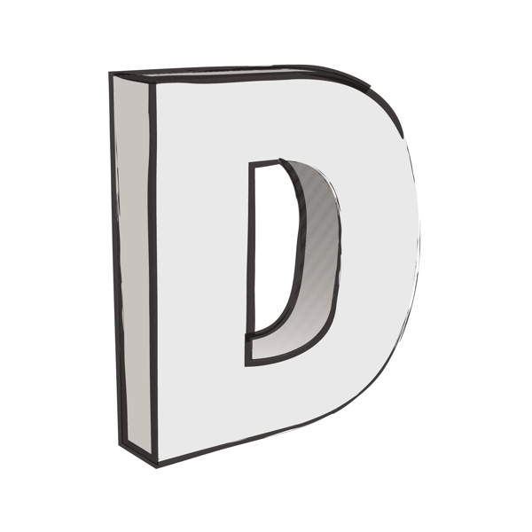 复古的3D字母D文本向量