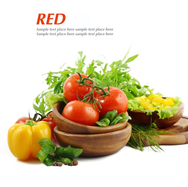 西红柿青椒绿叶蔬菜食材美食食材高清图片免费下载