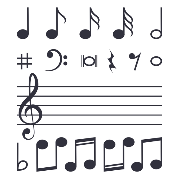 音乐图标音乐符号五线谱