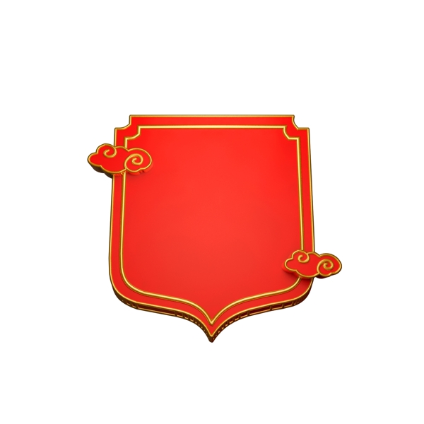 金边装饰边框中国风红色C4D