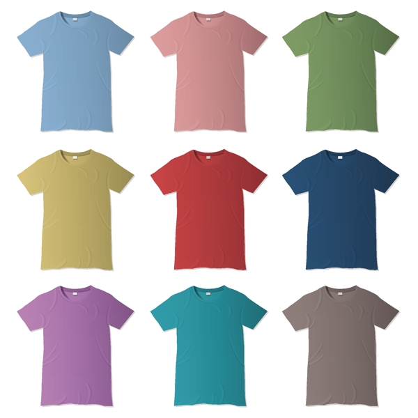 各种颜色的T恤矢量设计模板