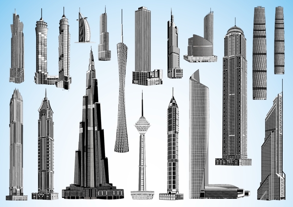 世界著名的高层建筑矢量素材