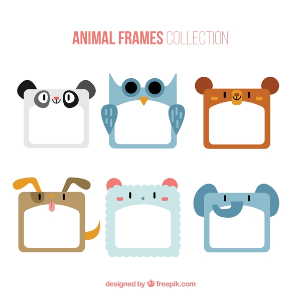 6款可爱动物空白框架矢量素材