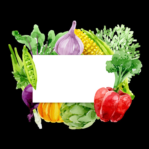 手绘各种蔬菜边框背景免抠png透明素材