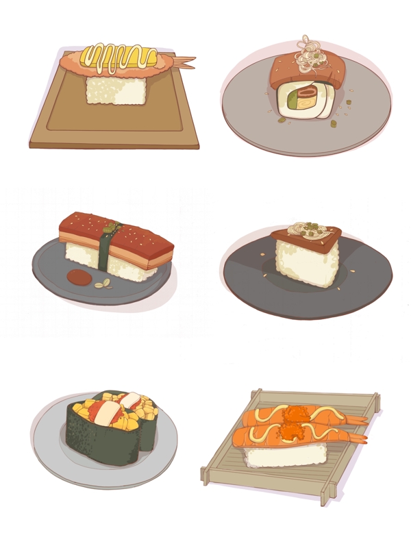 手绘食物寿司日式料理可商用