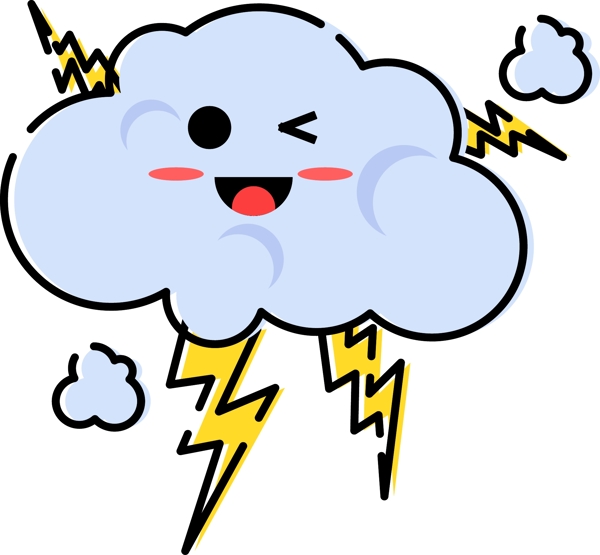 原创MBE卡通可爱闪电白云装饰元素