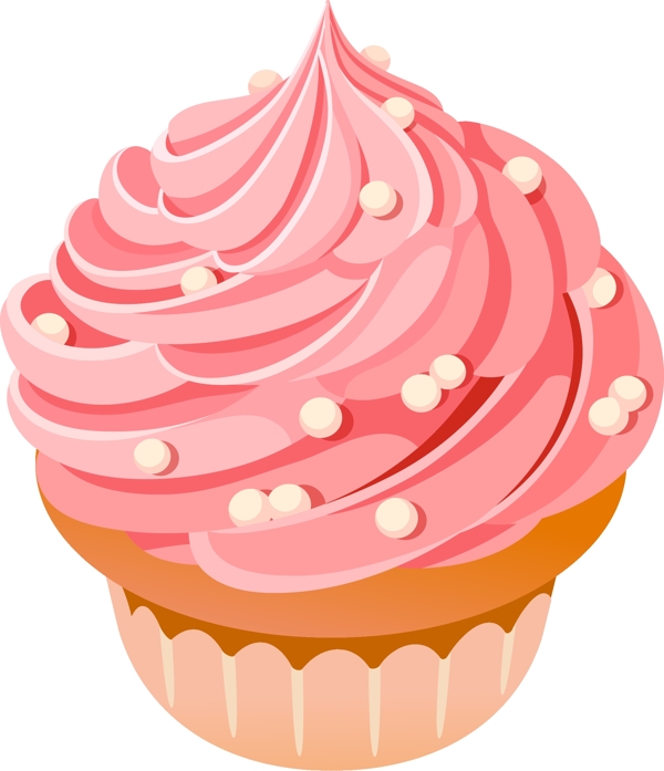 手绘粉色奶油甜点矢量图
