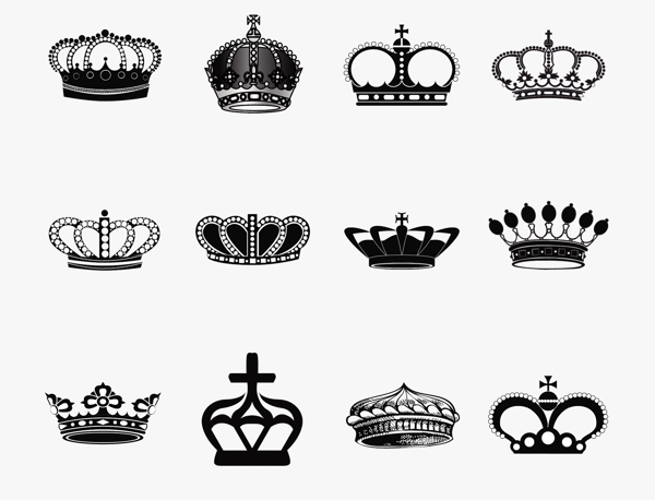 12复杂的纹章皇家冠矢量集