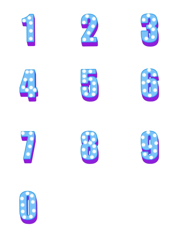 2.5D图标1到9数字电商矢量可商用素材