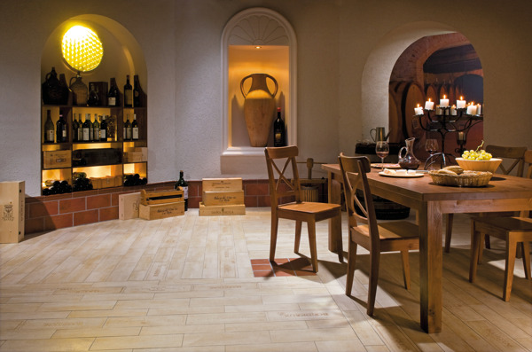 欧式新古典风格饭厅餐厅仿古砖瓷砖铺贴图
