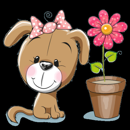 帅气褐色小狗卡通手绘装饰元素