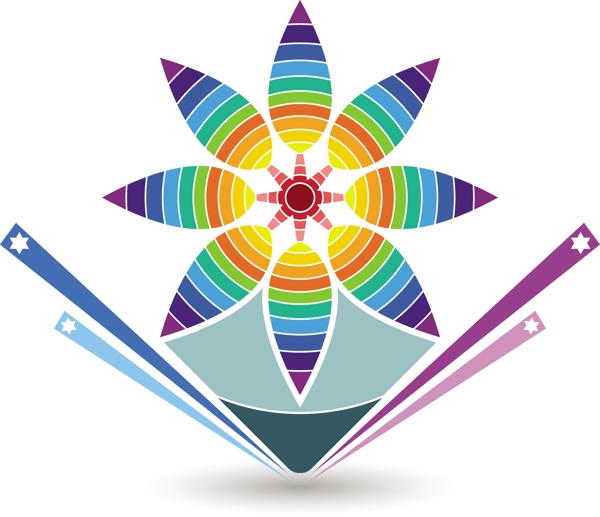 彩色风车Logo设计图片