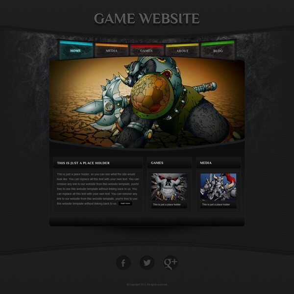 黑暗风格的游戏网站模板材料