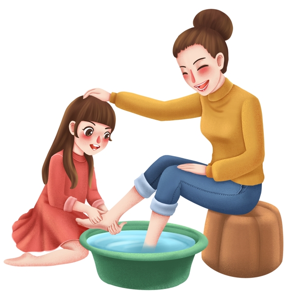 温馨母亲节女儿给妈妈洗脚