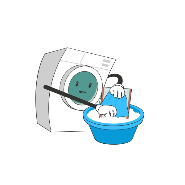 洗衣机卡通可爱矢量元素